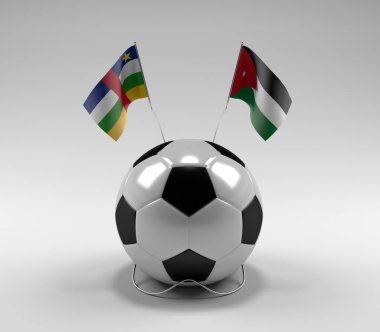 Orta Afrika Cumhuriyeti - Ürdün Futbol Bayrakları, Beyaz Arkaplan - 3D Render