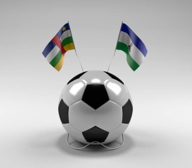 Orta Afrika Cumhuriyeti - Lesotho Futbol Bayrakları, Beyaz Arkaplan - 3D Render