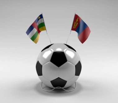 Orta Afrika Cumhuriyeti - Moğolistan Futbol Bayrakları, Beyaz Arkaplan - 3D Render