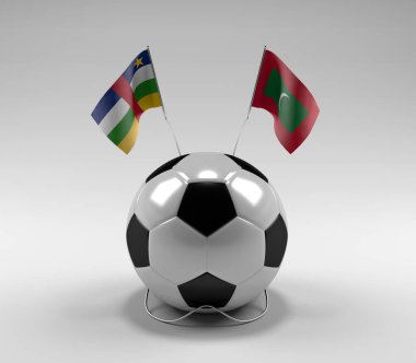 Orta Afrika Cumhuriyeti - Maldivler Futbol Bayrakları, Beyaz Arkaplan - 3D Render