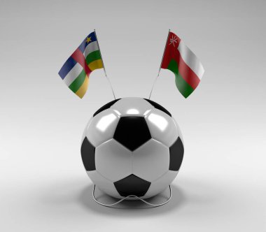 Orta Afrika Cumhuriyeti - Umman Futbol Bayrakları, Beyaz Arkaplan - 3D Render