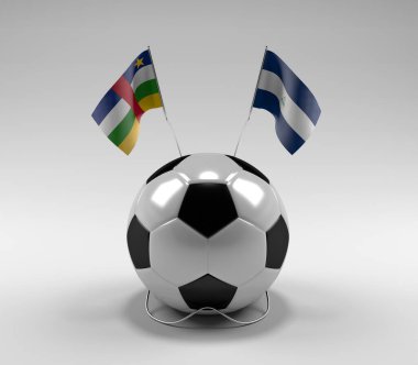 Orta Afrika Cumhuriyeti - Nikaragua Futbol Bayrakları, Beyaz Arkaplan - 3D Render