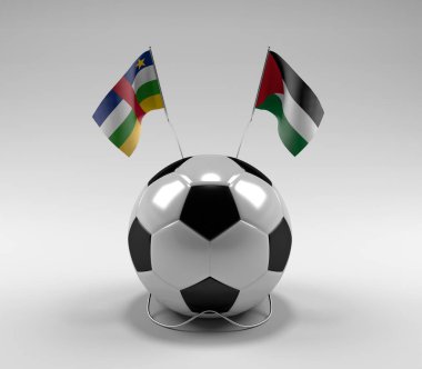 Orta Afrika Cumhuriyeti - Filistin Futbol Bayrakları, Beyaz Arkaplan - 3D Render