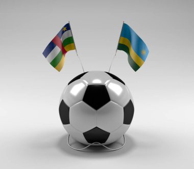 Orta Afrika Cumhuriyeti - Ruanda Futbol Bayrakları, Beyaz Arkaplan - 3D Render