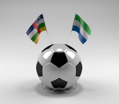 Orta Afrika Cumhuriyeti - Sierra-Leone Futbol Bayrakları, Beyaz Arkaplan - 3D Render