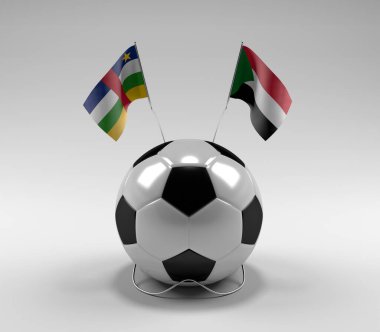 Orta Afrika Cumhuriyeti - Sudan Futbol Bayrakları, Beyaz Arkaplan - 3D Render