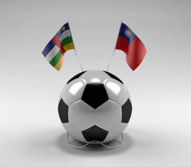 Orta Afrika Cumhuriyeti - Tayvan Futbol Bayrakları, Beyaz Arkaplan - 3D Render