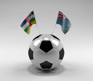 Orta Afrika Cumhuriyeti - Tuvalu Futbol Bayrakları, Beyaz Arkaplan - 3D Render