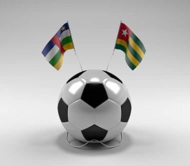 Orta Afrika Cumhuriyeti - Togo Futbol Bayrakları, Beyaz Arkaplan - 3D Render