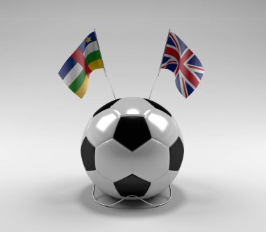 Orta Afrika Cumhuriyeti - Birleşik Krallık Futbol Bayrakları, Beyaz Arkaplan - 3D Render