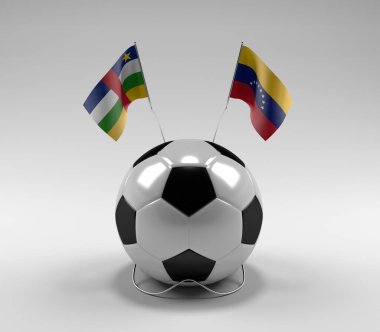Orta Afrika Cumhuriyeti - Venezuela Futbol Bayrakları, Beyaz Arkaplan - 3D Render