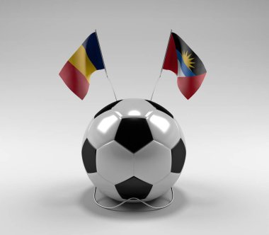 Çad - Antigua ve Barbuda Futbol Bayrakları, Beyaz Arkaplan - 3D Render