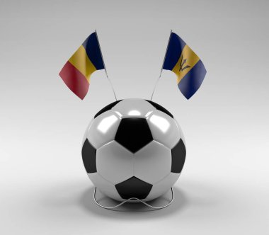 Chad - Barbados Futbol Bayrakları, Beyaz Arkaplan - 3D Render