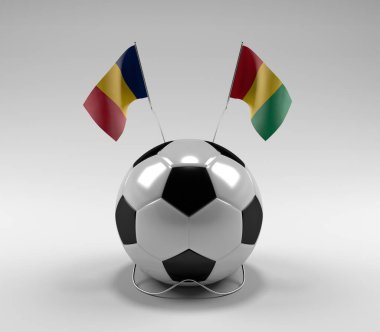 Çad - Gine Futbol Bayrakları, Beyaz Arkaplan - 3D Render