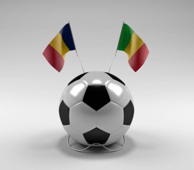 Chad - Mali Futbol Bayrakları, Beyaz Arkaplan - 3D Render
