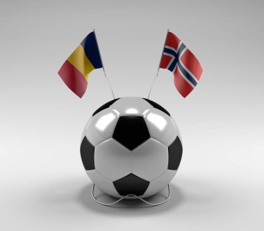 Çad - Norveç Futbol Bayrakları, Beyaz Arkaplan - 3D Yapılandırma