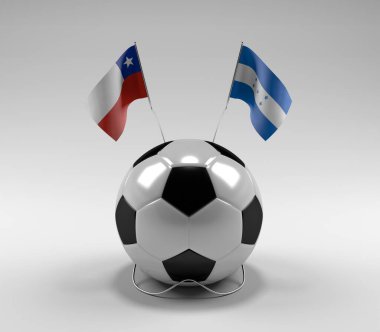 Şili - Honduras Futbol Bayrakları, Beyaz Arkaplan - 3D Render