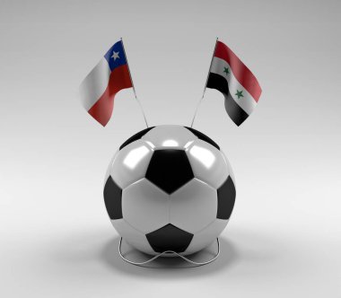 Şili - Suriye Futbol Bayrakları, Beyaz Arkaplan - 3D Render
