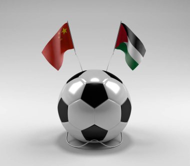Çin - Filistin Futbol Bayrakları, Beyaz Arkaplan - 3D Render