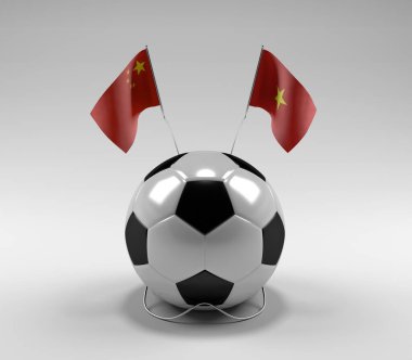 Çin - Vietnam Futbol Bayrakları, Beyaz Arkaplan - 3D Render