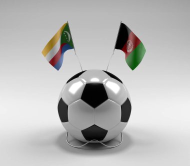 Komoros - Afganistan Futbol Bayrakları, Beyaz Arkaplan - 3D Render