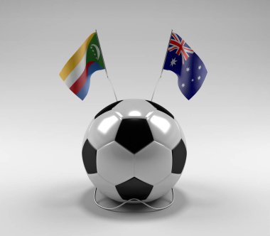 Komoros - Avustralya Futbol Bayrakları, Beyaz Arkaplan - 3D Render
