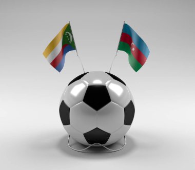 Komoros - Azerbaycan Futbol Bayrakları, Beyaz Arkaplan - 3D Render