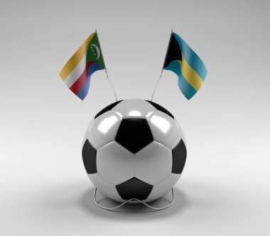 Komoros - Bahamalar Futbol Bayrakları, Beyaz Arkaplan - 3D Render