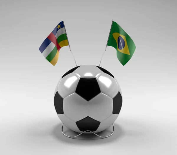 República Centroafricana Banderas Fútbol Brasil Fondo Blanco Render — Foto de Stock