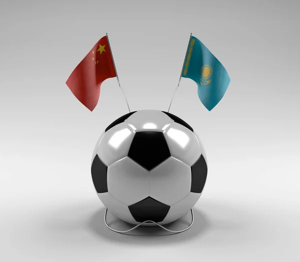 Chine Drapeaux Football Kazakhstan Fond Blanc Render — Photo