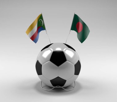 Komoros - Bangladeş Futbol Bayrakları, Beyaz Arkaplan - 3D Render
