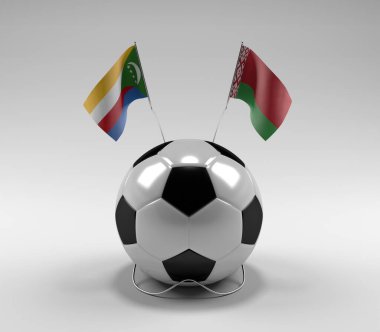 Komoros - Beyaz Futbol Bayrakları, Beyaz Arkaplan - 3D Render