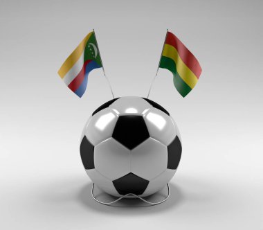 Komoros - Bolivya Futbol Bayrakları, Beyaz Arkaplan - 3D Render