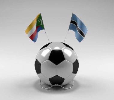 Komoros - Botswana Futbol Bayrakları, Beyaz Arkaplan - 3D Render