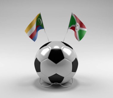 Komoros - Burundi Futbol Bayrakları, Beyaz Arkaplan - 3D Render