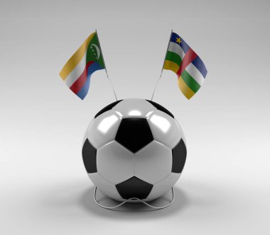Komoros - Orta Afrika Cumhuriyeti Futbol Bayrakları, Beyaz Arkaplan - 3D Render