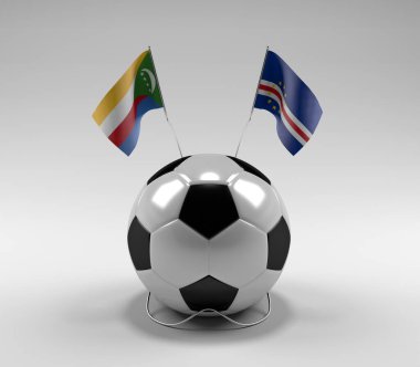 Komoros - Cape-Verde Futbol Bayrakları, Beyaz Arkaplan - 3D Render