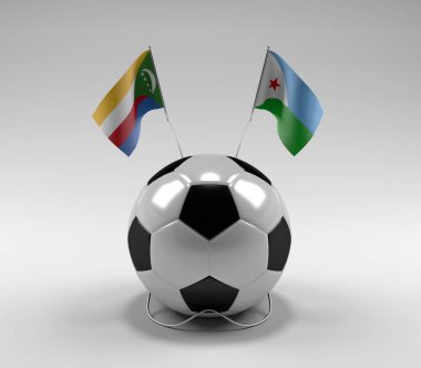 Comoros - Cibuti Futbol Bayrakları, Beyaz Arkaplan - 3D Render