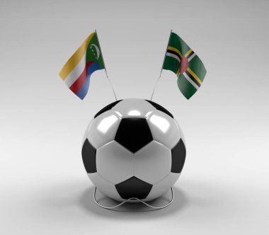 Komoros - Dominica Futbol Bayrakları, Beyaz Arkaplan - 3D Render