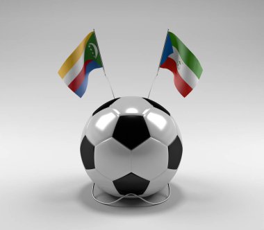 Komoros - Ekvator-Gine Futbol Bayrakları, Beyaz Arkaplan - 3D Render