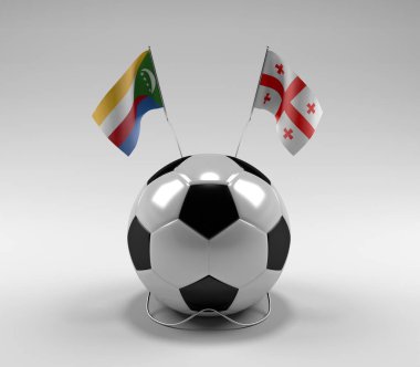 Komoros - Georgia Futbol Bayrakları, Beyaz Arkaplan - 3D Render