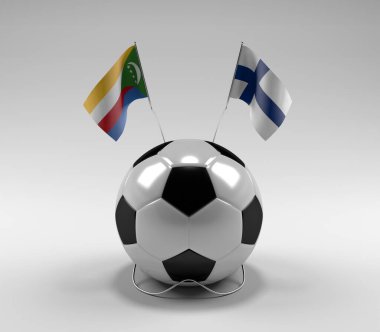 Komoros - Finlandiya Futbol Bayrakları, Beyaz Arkaplan - 3D Render