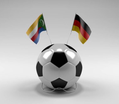 Komoros - Almanya Futbol Bayrakları, Beyaz Arkaplan - 3D Render