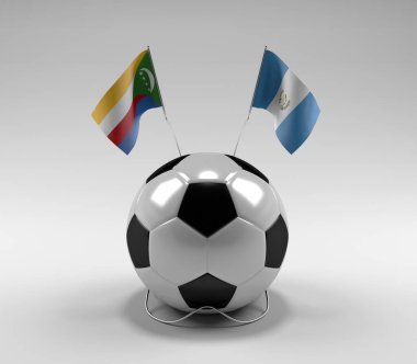 Komoros - Guatemala Futbol Bayrakları, Beyaz Arkaplan - 3D Render