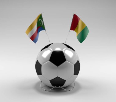 Komoros - Gine Futbol Bayrakları, Beyaz Arkaplan - 3D Render
