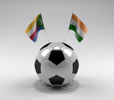 Komoros - Hindistan Futbol Bayrakları, Beyaz Arkaplan - 3D Render