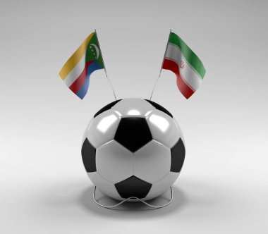 Komoros - İran Futbol Bayrakları, Beyaz Arkaplan - 3D Render