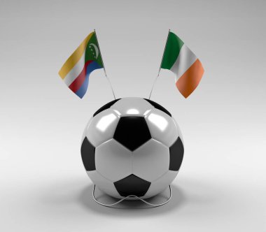 Komoros - İrlanda Futbol Bayrakları, Beyaz Arkaplan - 3D Render