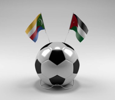 Komoros - Jordan Futbol Bayrakları, Beyaz Arkaplan - 3D Render