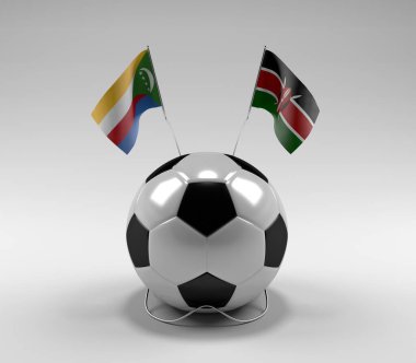 Komoros - Kenya Futbol Bayrakları, Beyaz Arkaplan - 3D Render